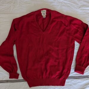 L.L. Bean Men's Vintage Red V-Neck Sweater